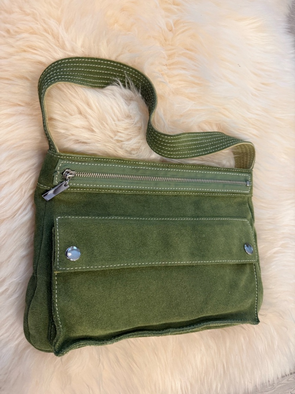 Banana Republic Olive Green Suede Shoulder Bag